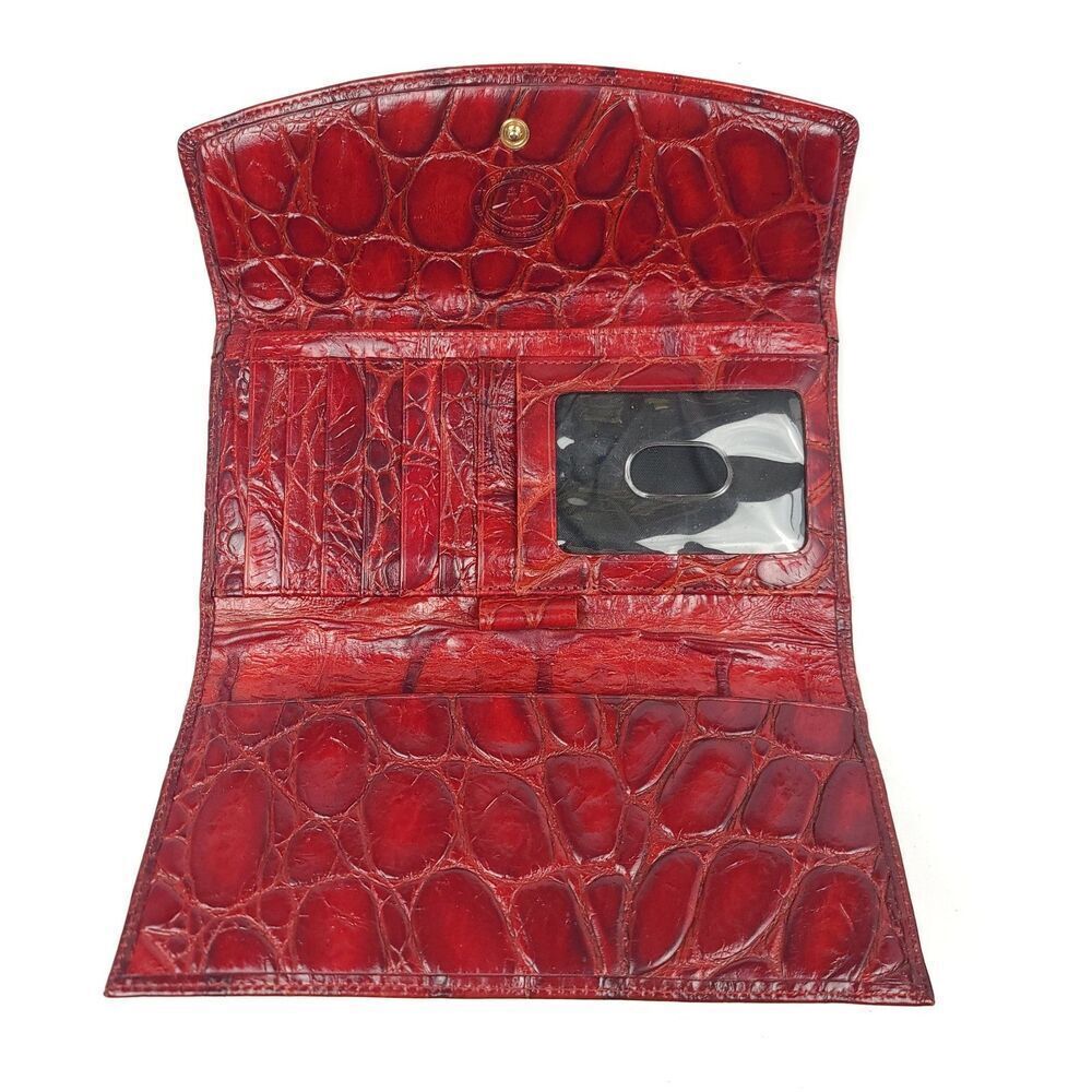 BRAHMIN Large Red Croc Embossed Luxury Leather Tote Shoulder Bag + Wallet Set - Picture 6 of 16